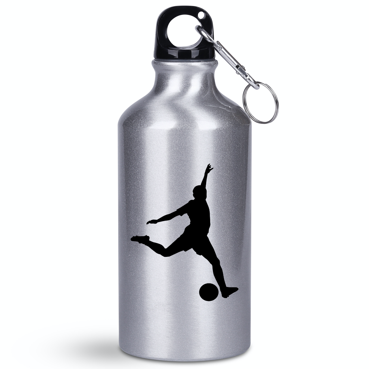 Butelka srebrna 400 ml z grafiką piłkarza i własnym imieniem #8