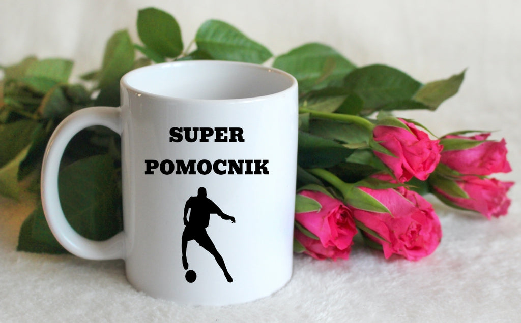 Kubek biały z nadrukiem "Super Pomocnik" – piłka nożna #13