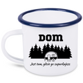 Kubek emaliowany biały z nadrukiem „Dom jest tam, gdzie go zaparkujesz” – podróż, camping, camper #4