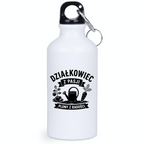 Butelka biała 400 ml z nadrukiem „Działkowiec z pasji, plony z radości” – ogród, działka #5