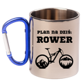 Kubek z niebieskim karabińczykiem, nadruk "Plan na dziś: rower" – dla rowerzysty #9