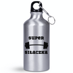 Bidon srebrny 400 ml z nadrukiem „Super Siłaczka” – siłownia #2