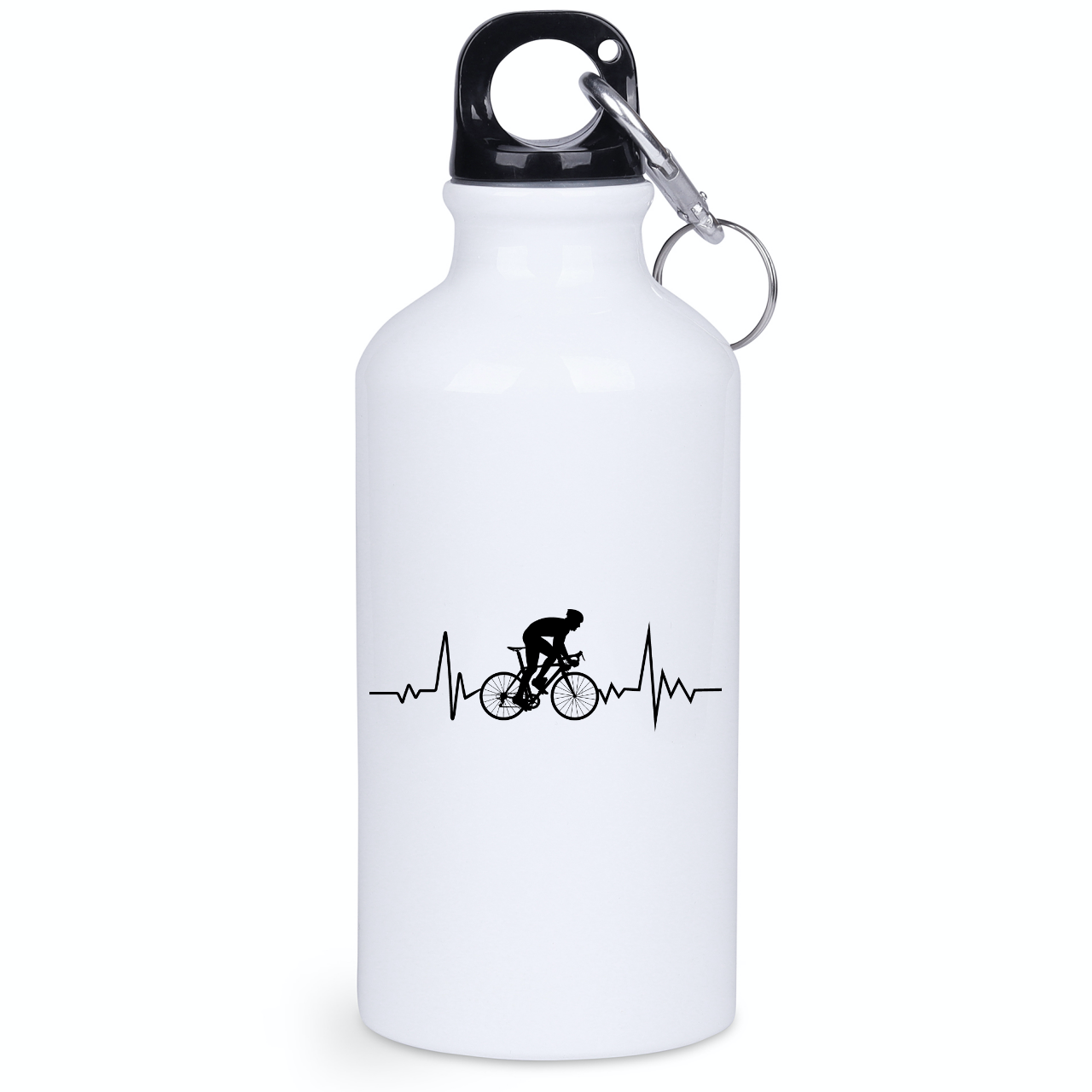 Butelka biała 400 ml z grafiką rowerowego EKG, linia życia – dla rowerzysty #5