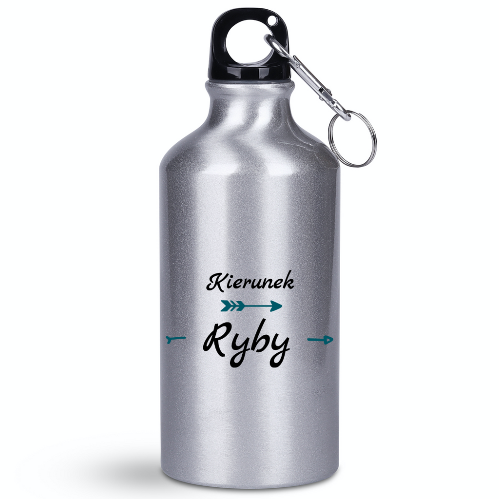 Butelka srebrna 400 ml z nadrukiem "Kierunek Ryby" – wędkarstwo #2
