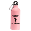 Butelka różowa 600 ml z nadrukiem "Najlepszy Biegacz" - bieganie #1
