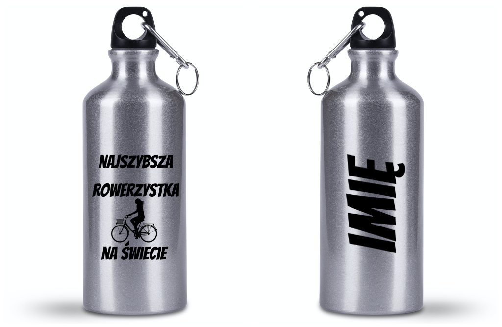 Bidon srebrny 500 ml na rower z nadrukiem "Najszybsza rowerzystka na świecie" - dla rowerzystki #4