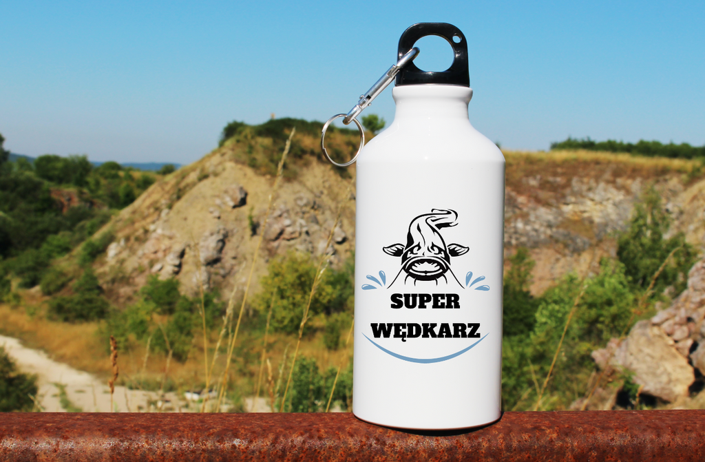 Bidon biały 400 ml z nadrukiem "Super Wędkarz" - wędkarstwo #7