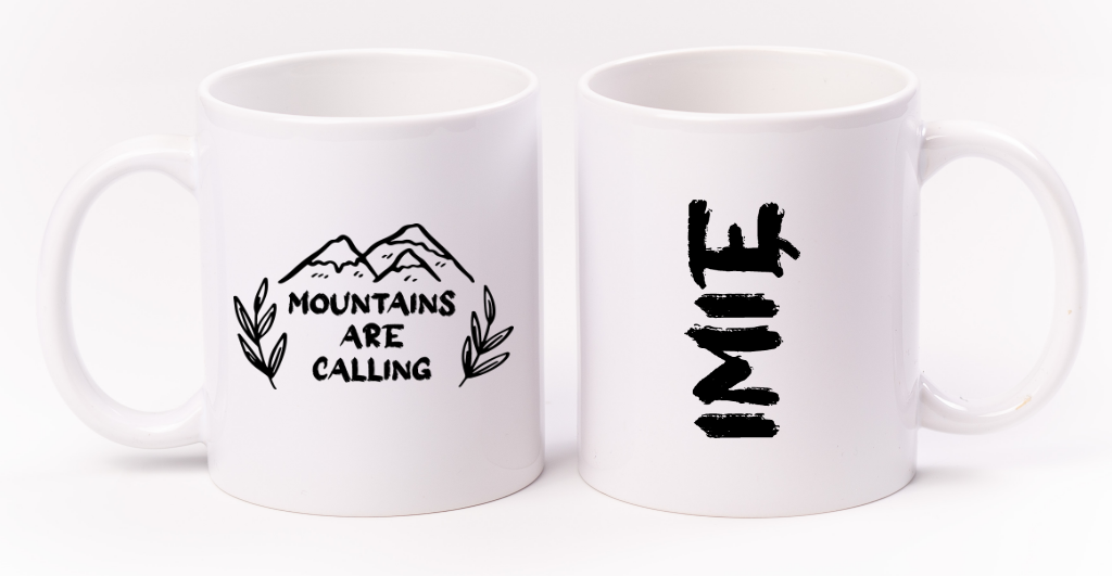Kubek biały z nadrukiem "Mountains are calling" - góry #8