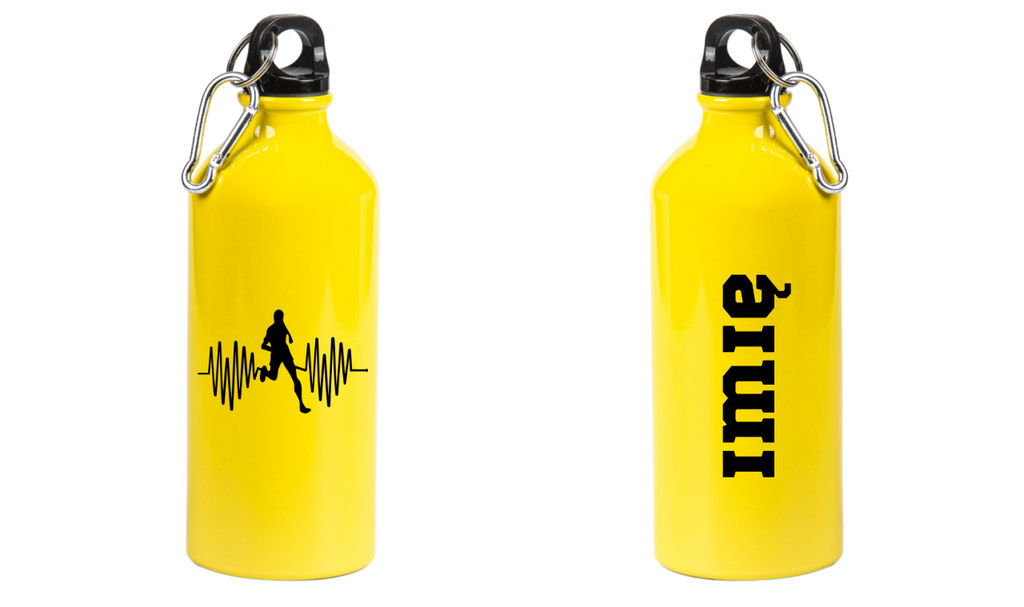 Butelka żółta 600 ml z grafiką biegowe EKG, dla biegacza – bieganie #4