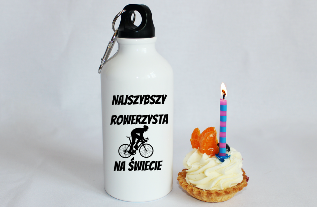 Butelka biała 400 ml z nadrukiem „Najszybszy rowerzysta” – dla rowerzysty #8