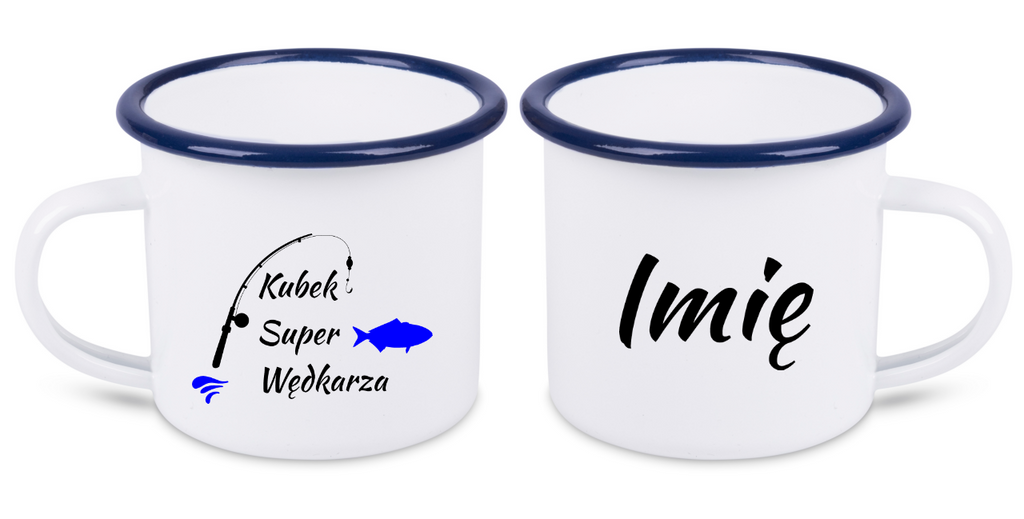 Kubek emaliowany biały z nadrukiem "Kubek Super Wędkarza" #1