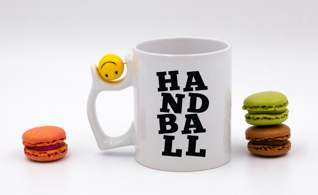 Kubek z piłką i czarnym napisem "HANDBALL" #6