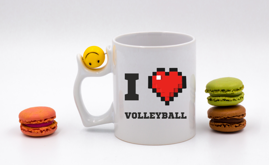 Kubek z piłką w uchwycie i napisem "I LOVE VOLLEYBALL" #1