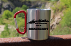 Kubek z czerwonym karabińczykiem i nadrukiem "Rzuć wszystko, jedź w Bieszczady" #4