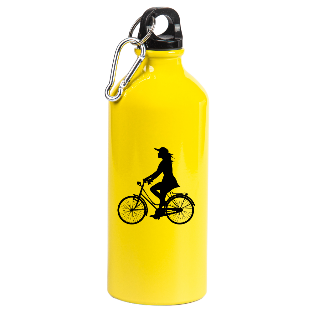Bidon żółty 600 ml z grafiką roweru oraz dowolnym imieniem - dla rowerzystki #6