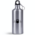 Butelka srebrna 500 ml z grafiką kettlebella i linią życia – na siłownię #4