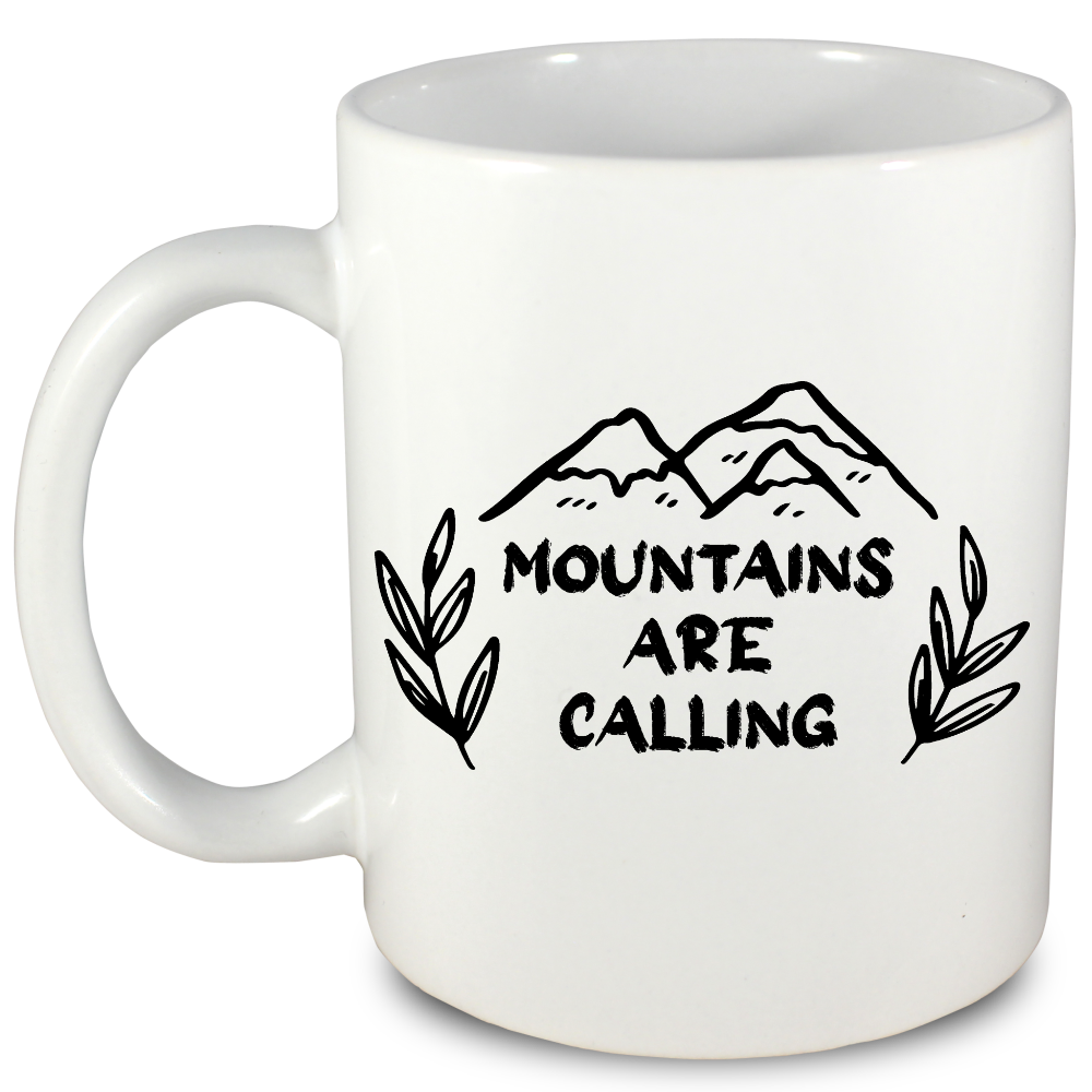 Kubek biały z nadrukiem "Mountains are calling" - góry #8