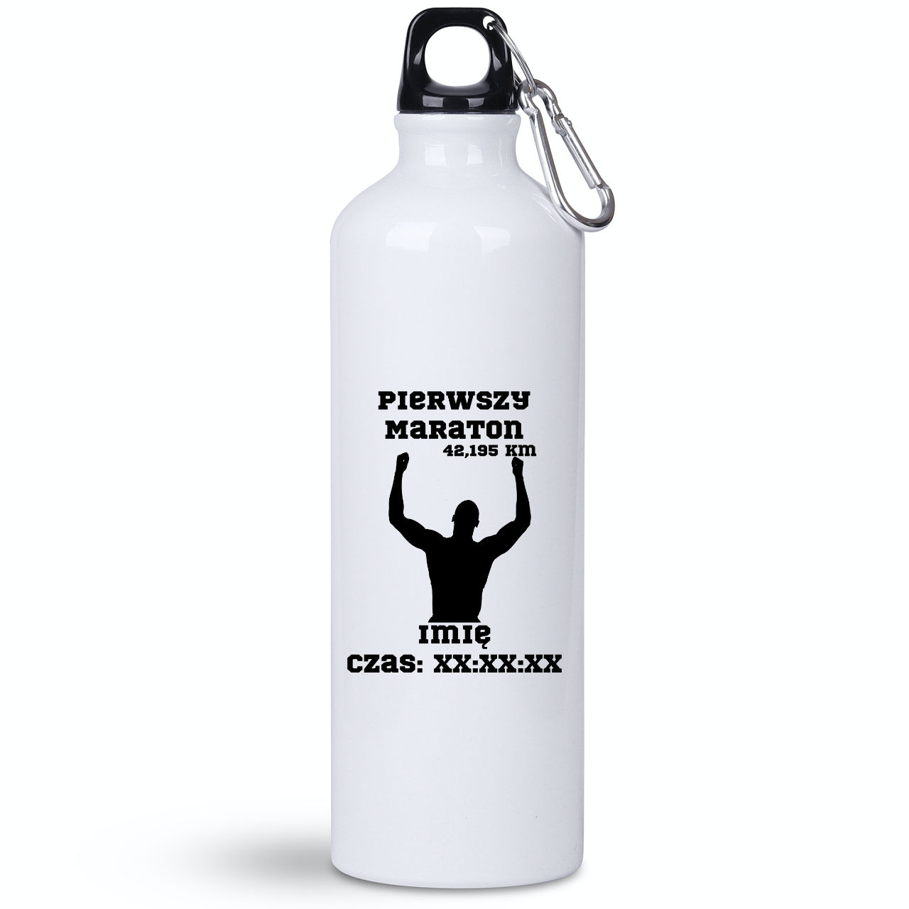 Bidon biały 800 ml pamiątka po maratonie + imię i czas – bieganie #9