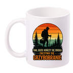 Kubek biały z nadrukiem „Ta, gdzie kończy się zaczyna grzybobranie” – grzyby, las #10