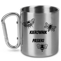 Kubek metalowy ze srebrnym karabińczykiem i nadrukiem "Kierownik pasieki" #2
