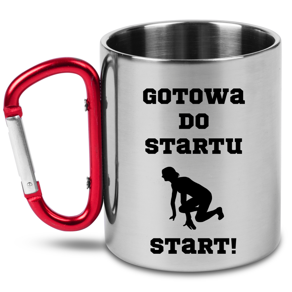 Kubek z czerwonym karabińczykiem dla miłośniczki biegania #5