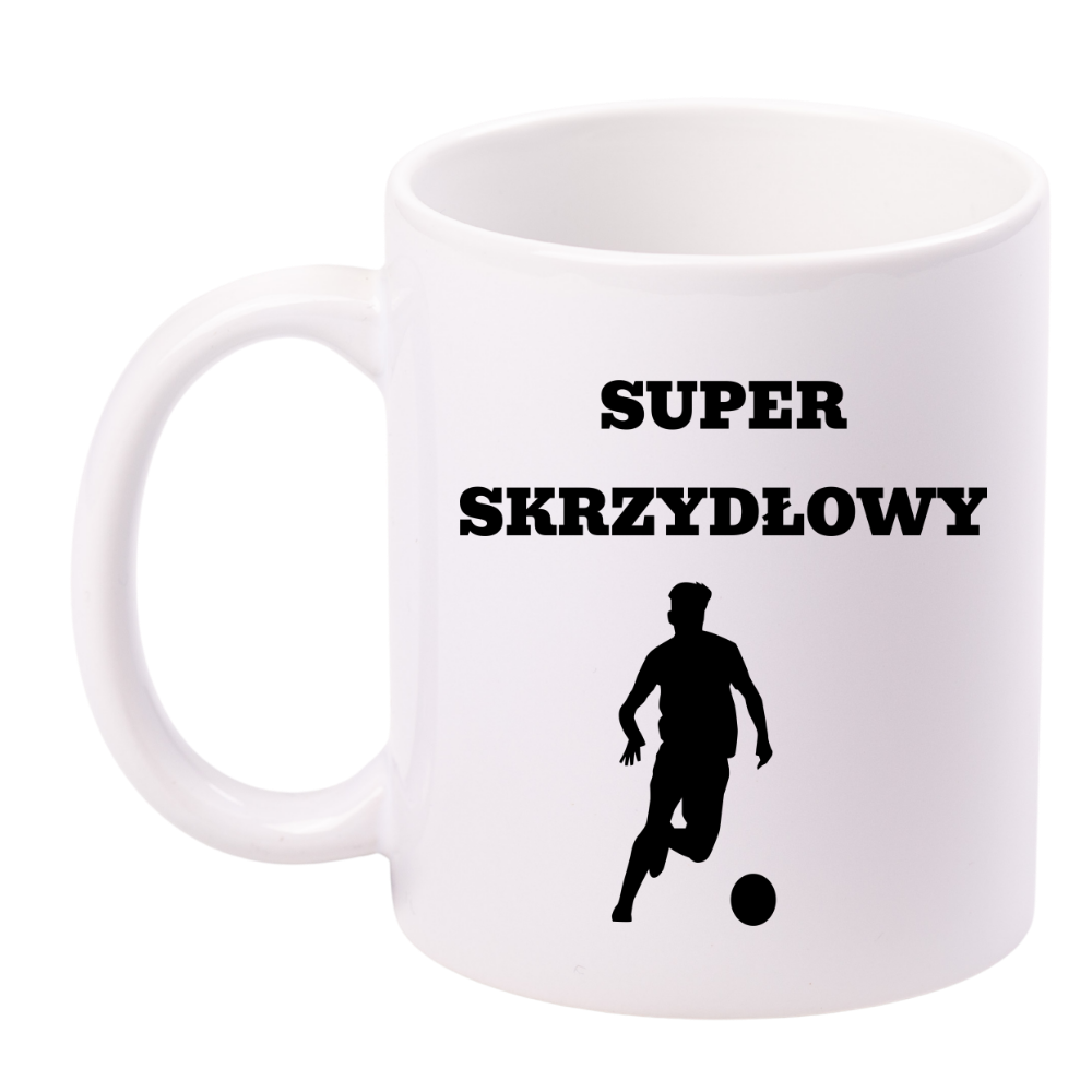 Kubek biały z nadrukiem "Super Skrzydłowy" – piłka nożna #12