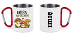 Kubek biały z czerwonym karabińczykiem „Ekipa na grzyby” –  #11