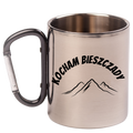 Kubek z czarnym karabińczykiem, nadruk "Kocham Bieszczady" - góry #2