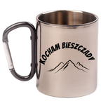 Kubek z czarnym karabińczykiem, nadruk "Kocham Bieszczady" - góry #2