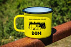 Kubek emaliowany żółty z nadrukiem "Gdzie zaparkujesz, tam jest dom" – camping, pod namiot #5
