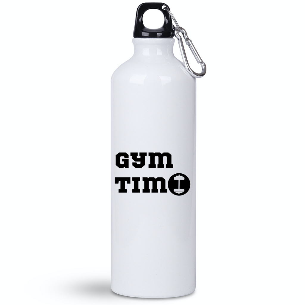 Butelka biała 800 ml na siłownię z napisem "Gym Time" #1