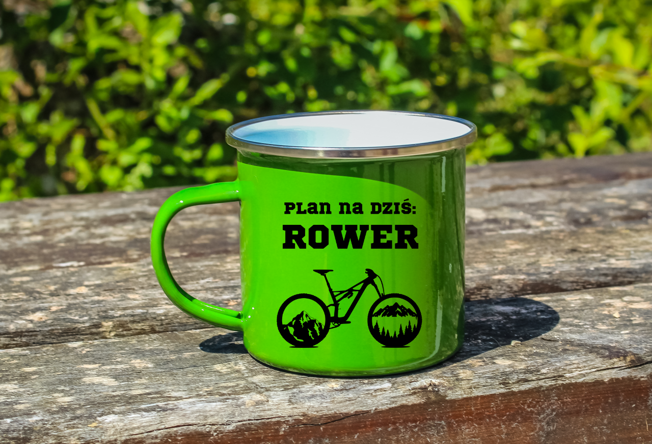 Kubek emaliowany zielony z nadrukiem "Plan na dziś: Rower" - dla rowerzystów #5