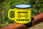 Kubek emaliowany żółty z nadrukiem "Kocham Siłownię" – na siłownię #1