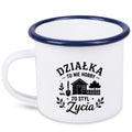 Kubek emaliowany biały z nadrukiem „Działka to nie hobby, to styl życia” – ogród, działka #8