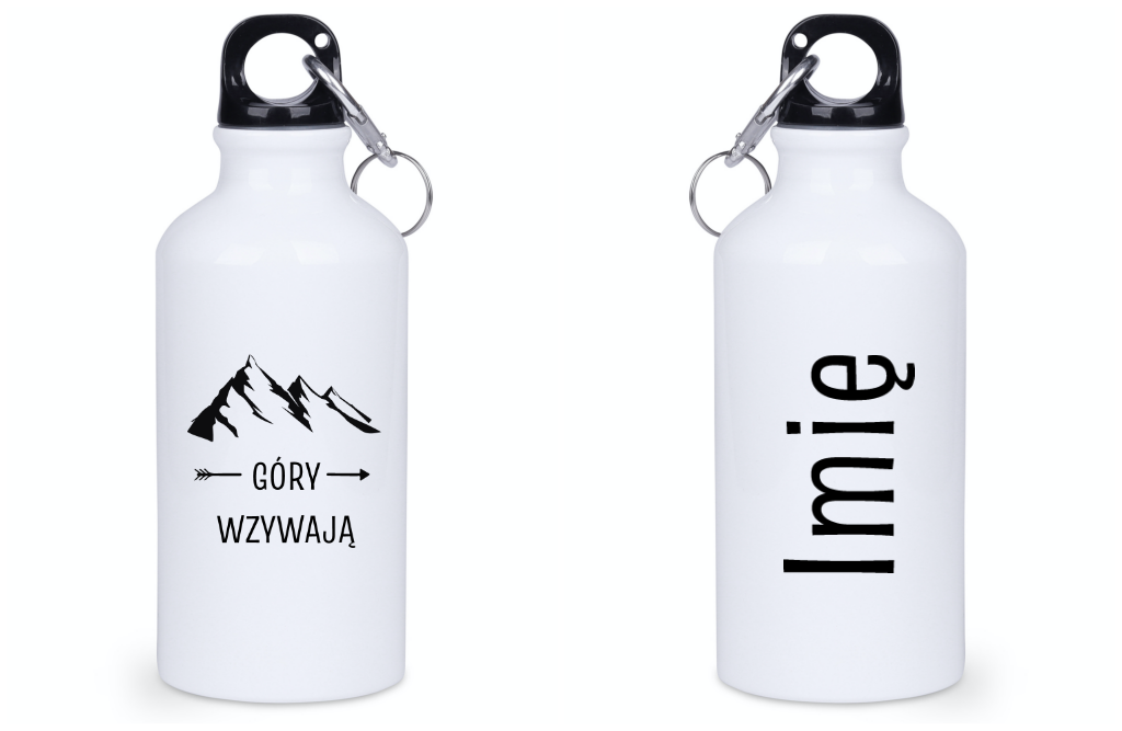 Butelka biała 400 ml z nadrukiem „Góry wzywają” #2