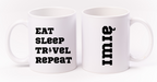 Kubek biały z nadrukiem „Eat Sleep Travel Repeat” – podróż, trekking #6