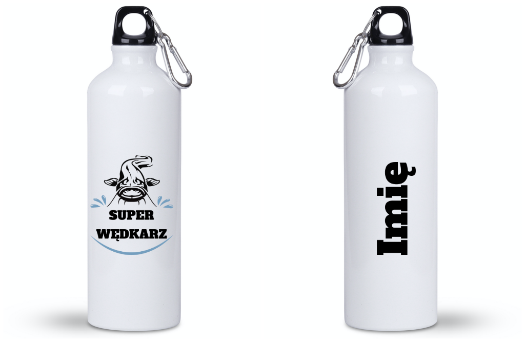 Butelka biała 800 ml z nadrukiem "Super wędkarz" – wędkarstwo #8