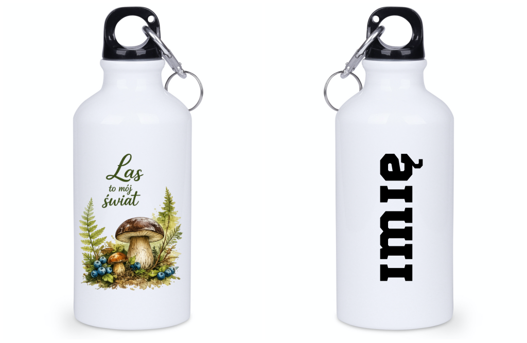 Butelka biała 400 ml z nadrukiem „Las to mój świat” – na grzyby #9