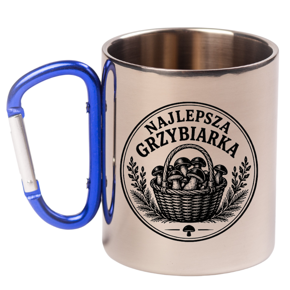 Kubek niebieski karabińczyk "Najlepsza Grzybiarka" - na grzybobranie #1