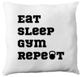 Poduszka z nadrukiem "Eat Sleep Gym Repeat" – siłownia #6