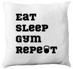 Poduszka z nadrukiem "Eat Sleep Gym Repeat" – siłownia #6