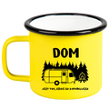 Kubek emaliowany żółty z nadrukiem „Dom jest tam, gdzie go zaparkujesz” – camping, pod namiot #6
