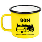 Kubek emaliowany żółty z nadrukiem „Dom jest tam, gdzie go zaparkujesz” – camping, pod namiot #6