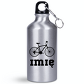Butelka srebrna 400 ml z grafiką roweru i dowolnym imieniem – dla rowerzystów #11
