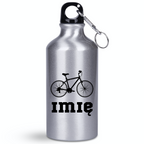 Butelka srebrna 400 ml z grafiką roweru i dowolnym imieniem – dla rowerzystów #11