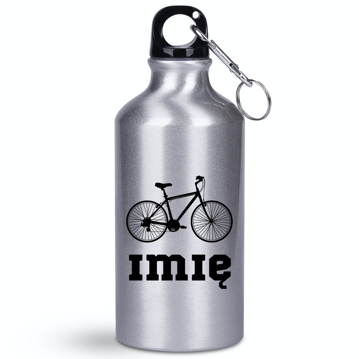 Butelka srebrna 400 ml z grafiką roweru i dowolnym imieniem – dla rowerzystów #11