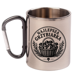 Kubek z czarnym karabińczykiem z nadrukiem „Najlepsza Grzybiarka” – na grzyby #1