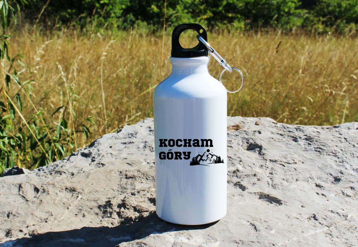 Butelka biała 400 ml z nadrukiem „Kocham góry” #7