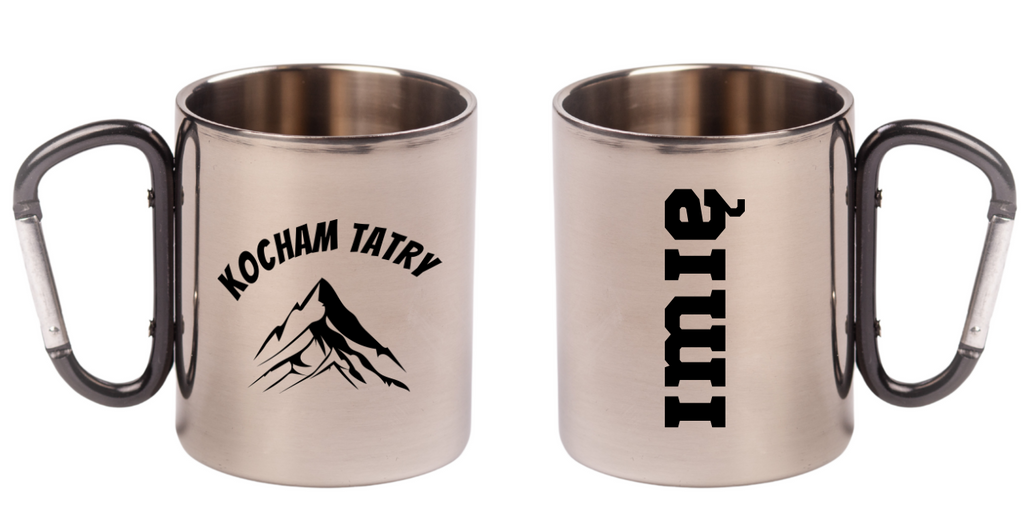 Kubek z czarnym karabińczykiem i nadrukiem „Kocham Tatry” – góry #3
