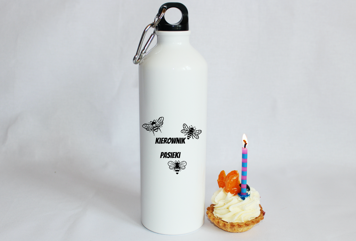 Bidon biały 800 ml z nadrukiem „Kierownik pasieki” – pszczelarstwo #2